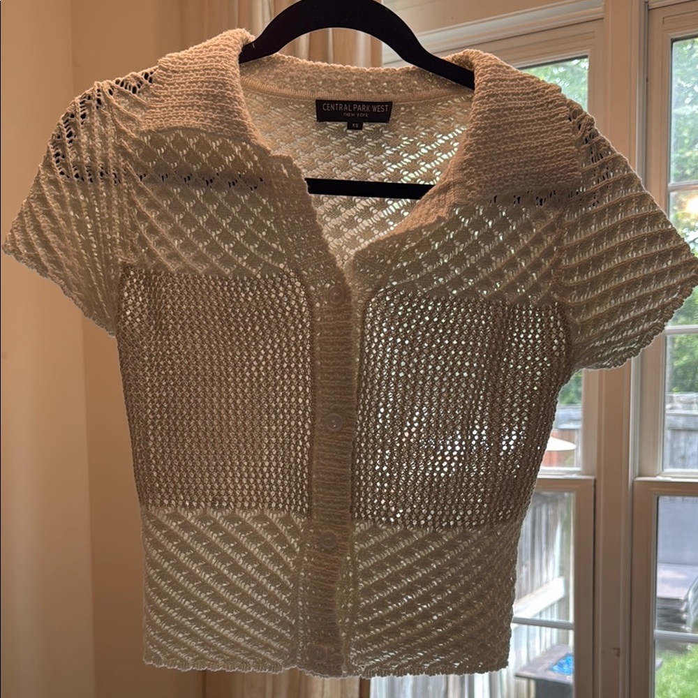 Central Park West Cream Open-Knit Top